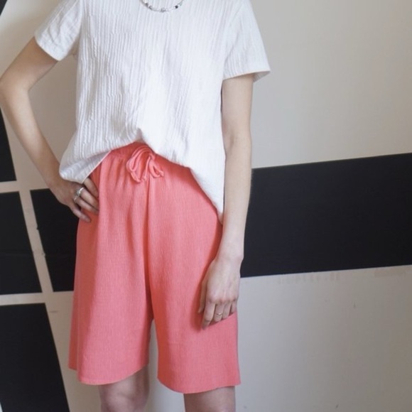 TACH Pants - Tach Clothing Tais Pleated Textured High Rise Drawstring Shorts